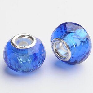 NWOT 128 Faceted Glass European Bead, 925 Sterling Silver Core Fit Pandora 2/$10